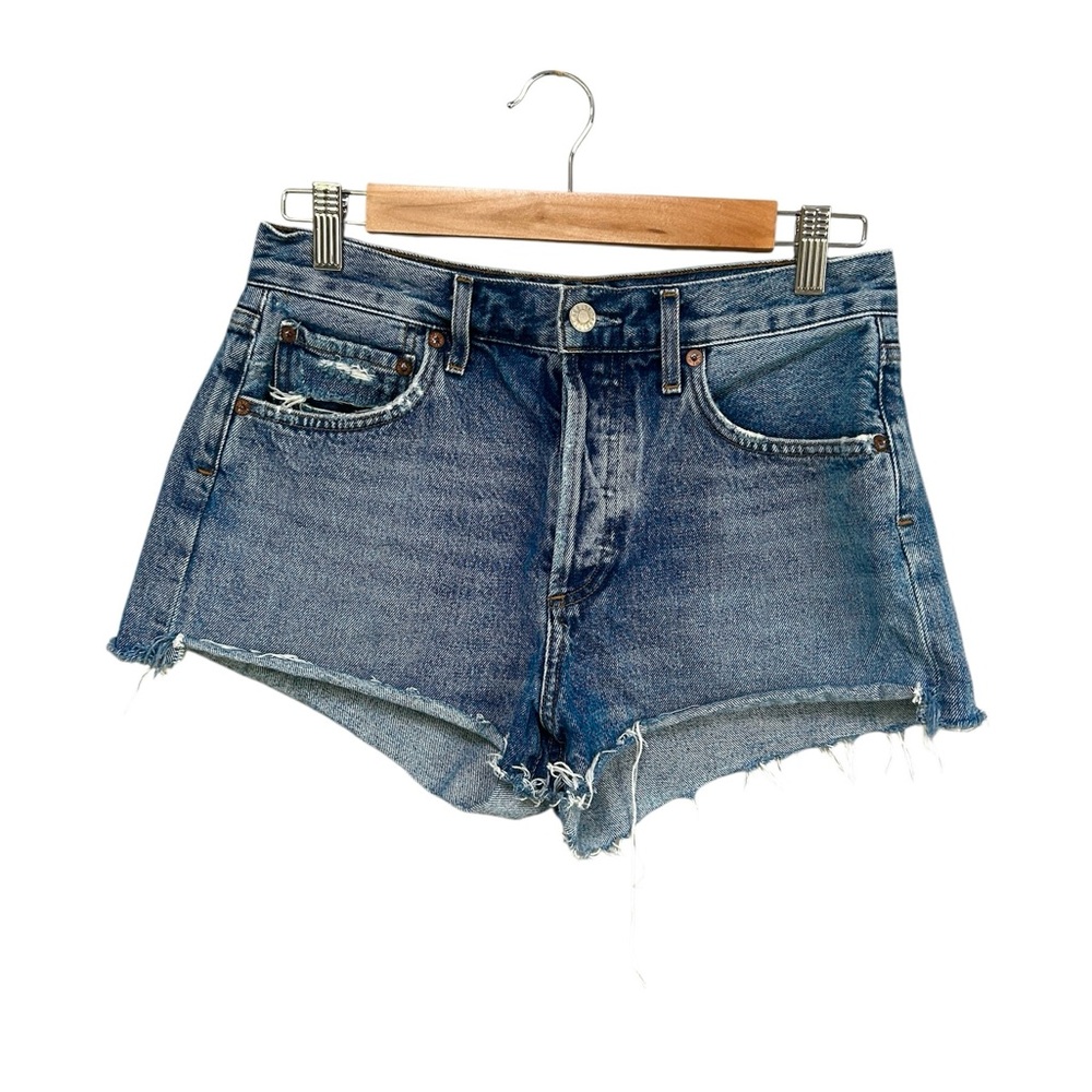 Agolde Parker Denim Shorts Medium Wash micro mini Cutoff Jean Shorts Size 26
